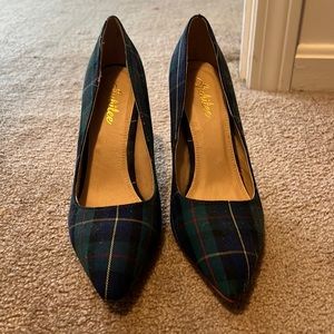 Green plaid heels